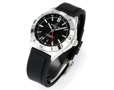 Breitling Mechanical Etc.2836 GMT Dual-time Movement 40MM Black Rubber Bracelet Black Watch